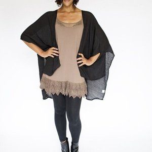 Kimono/Cardigan/Loose Cover Up Sheer- Black OS One Size Fits All
